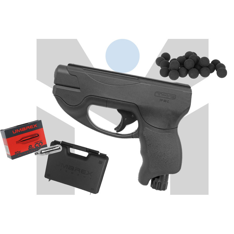 Pack pistolet CO2 à balles de caoutchouc T4E TP 50 Compact - Cal.50 (11  Joules max) - Armes à balles caoutchouc de catégorie D (10320181)