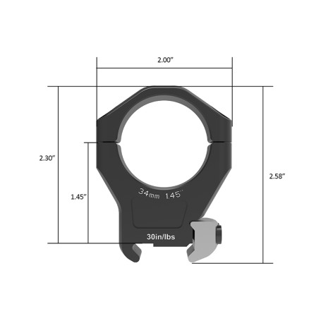 UTG - Anneaux de montage Medium rail Picatinny 25.4 mm - Attache QD - Aluminium CNC - Noir - Elite Airsoft