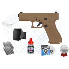 Pack Argent Pistolet Glock 19 X cal BB 4.5 mm à culasse fixe Umarex