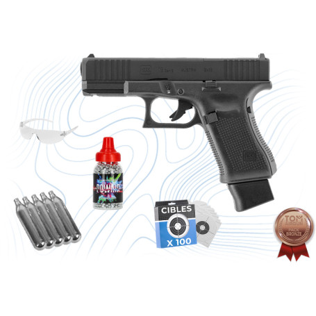 Pack Bronze Pistolet Glock 19 Gen 5 MOS CO2 4.5mm BBs Umarex
