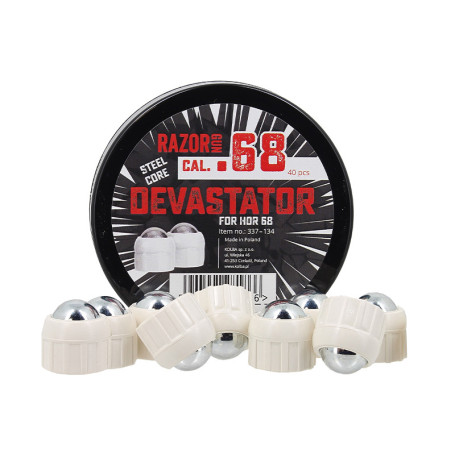 40 Billes acier Devastator .68 blanches de chez Razor Gun