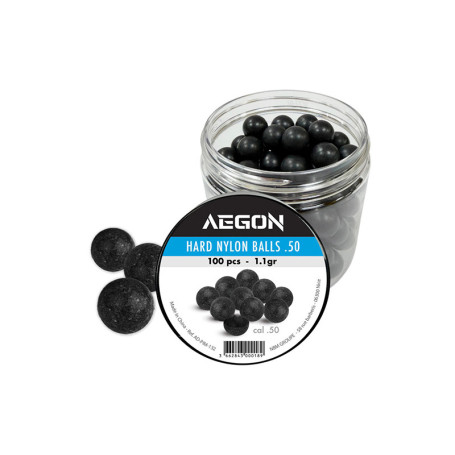 Lot de 100 Billes durcies nylon calibre .50 Aegon