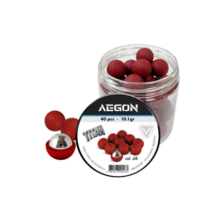 Billes Titan .68 cœur acier Aegon – 40 billes défense T4E