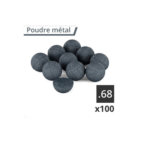 100 billes caoutchouc métal calibre .68 Rubber Steel