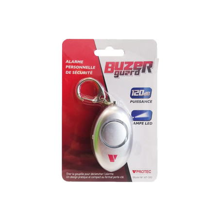 Alarme personnelle chromée VPROTEC porte-clés avec LED