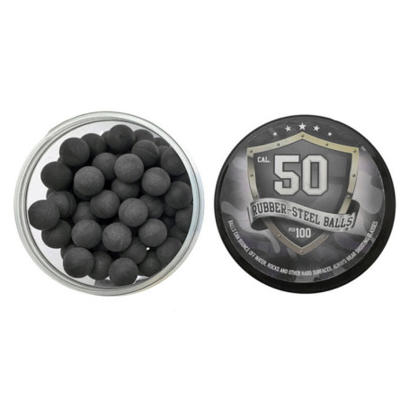Lot de 100 Billes caoutchouc métal .50 Rubber Steel