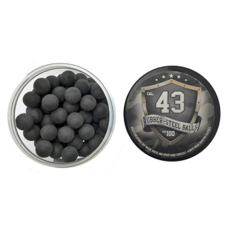 Lot de 100 billes caoutchouc métal calibre .43 Rubber Steel