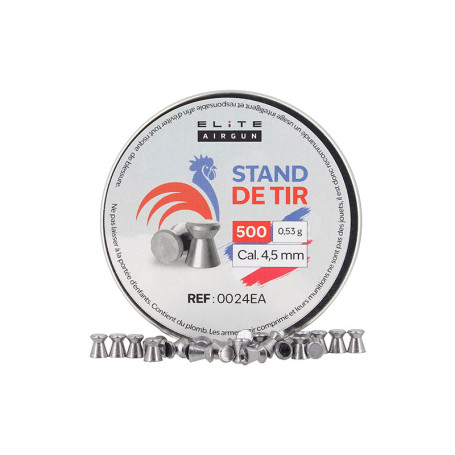 Boîte de 500 plombs plats Stand de Tir 4.5mm Elite Airgun