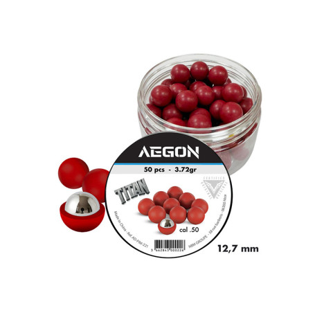 50 Billes Titan Calibre .50 Cœur Acier Aegon | Munition Défense