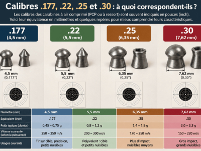 Calibres .177, .22, .25 et .30 : à quoi correspondent-ils ?